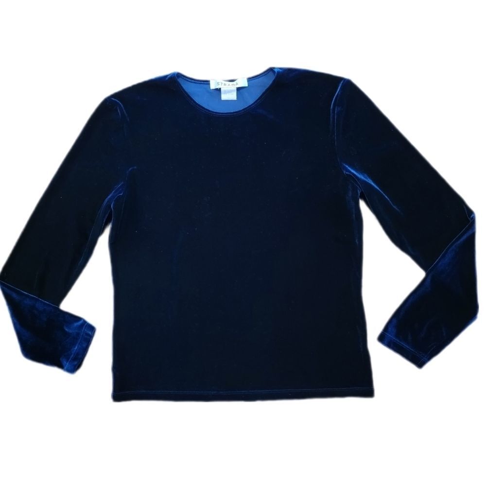 90's Vintage Crushed Velvet Long Sleeve Blouse